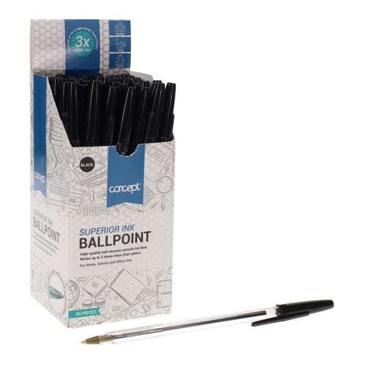 Concept Box 50 Ballpoint Pens - Black