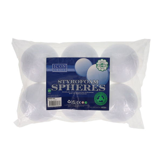 Styrofoam Spheres 80mm (Pack of 6)