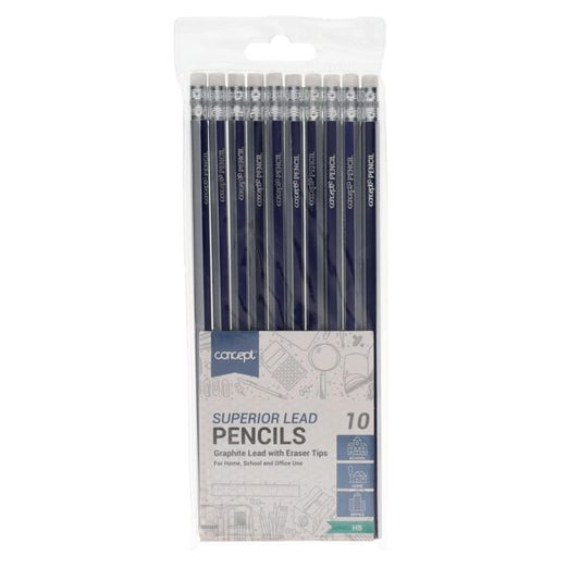 Pack of 10 HB Rubber Tipped Pencils