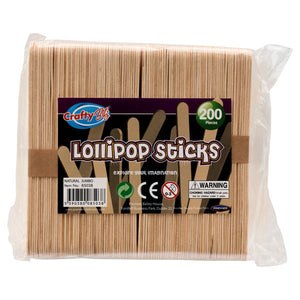 Crafty Bitz Bag 200 Jumbo Lollipop Sticks - Natural