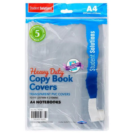 PVC Heavy Duty Copy Book Covers - A4 (Pack of 5)