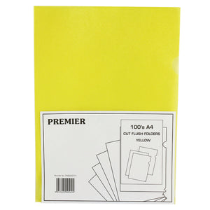 Yellow Cut Flush Folders (Pack of 100) WX01487