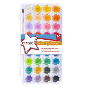 Create Watercolour Pan Set (36 Colours and 1 Brush)