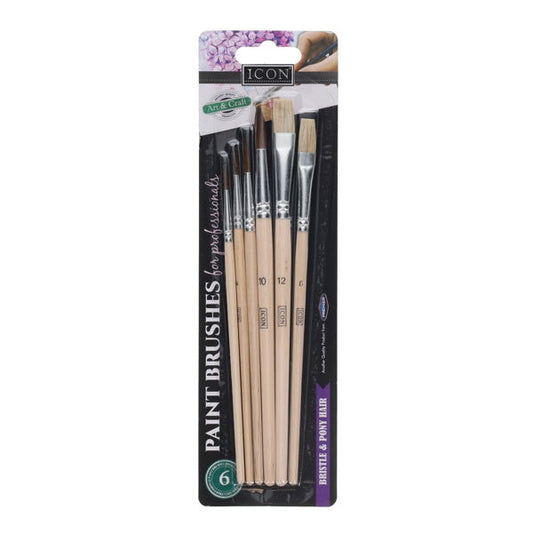 Icon Card Paint Brushes - Assorted Size (6 pack)
