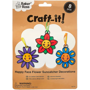 Happy Face Flower Suncatcher Decorations (8 Pack)