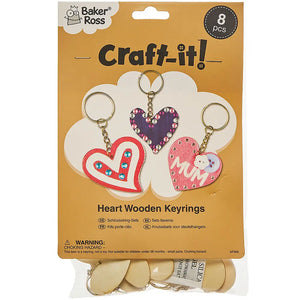 Wooden Heart Keyrings (Pack of 8)