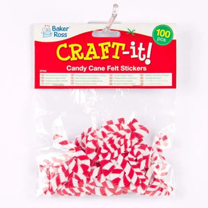 Candy Cane Felt Stickers (Pack of 100)