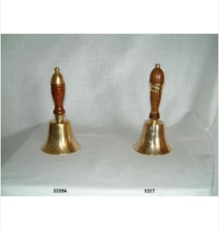 7" brass bell/wooden handle