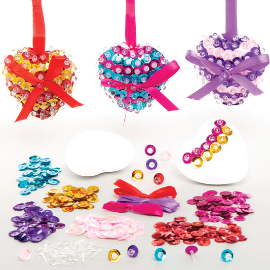 Heart Sequin Decoration Kits (Pack of 3)