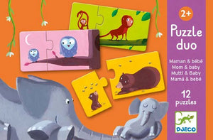 Djeco Duo Puzzle - Mom and Baby (12 x 2 Piece Puzzles)