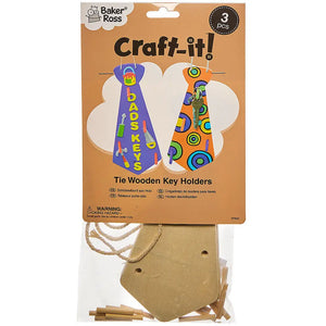 Tie Wooden Key Holders (Pack of 3)