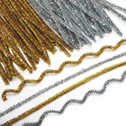 Gold & Silver Tinsel Pipe Cleaners (Pack of 72)