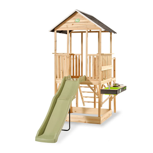 EXIT Panorama 550 Wooden Playhouse With Slide & Mud Kitchen