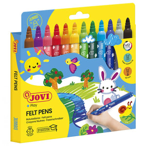 Jovi Jumbo Felt Tip Pens (Pack of 12 Assorted Colours)
