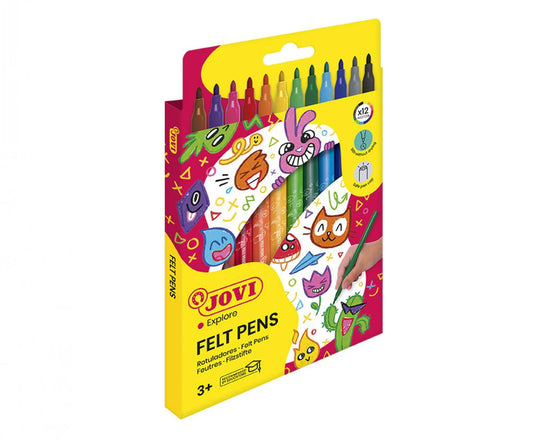 Jovi Felt Tip Pens (Pack of 12 Assorted Colours)