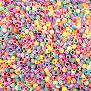 Playbox Beads & String - Striped Pastel (180 Pieces)