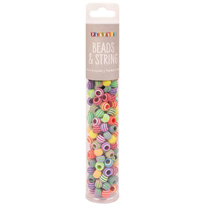 Playbox Beads & String - Striped Pastel (180 Pieces)