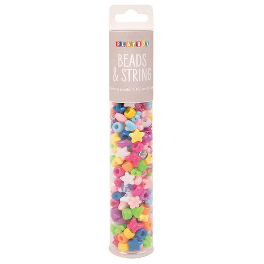 Playbox Beads & String - Colourful Mix (200 Pieces)