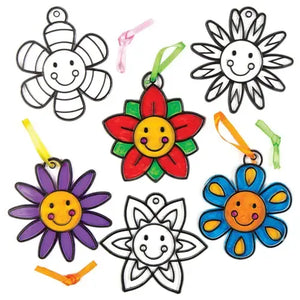 Happy Face Flower Suncatcher Decorations (8 Pack)
