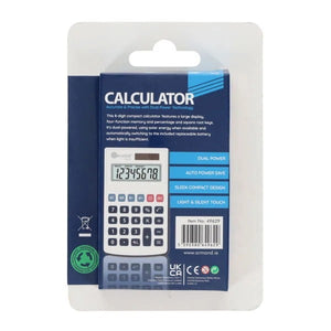 Ormond Blue 8 Digit Calculator - White