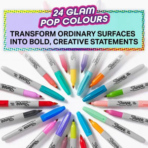 Sharpie Permanent Markers Fine - Glam Pop (24 Pack)