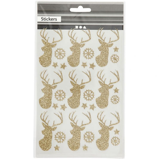 Glitter Stickers, sheet 12x18.5 cm, 1 sheet, gold
