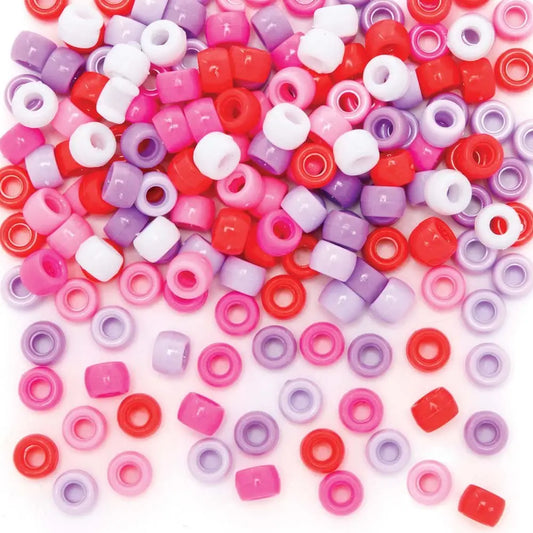 Red, Pink & Purple Pony Beads Value Pack (Pack of 750)