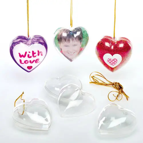 Transparent Heart Baubles (Pack of 12)