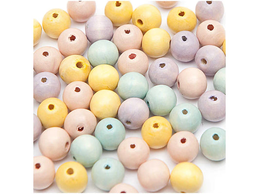 Multicoloured beads in soft pastel shades