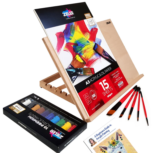 A3 Easel - Acrylic Paint - A3 pad and Brush Set