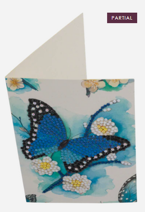 Crystal Art Card Blue Butterfly 10x15cm