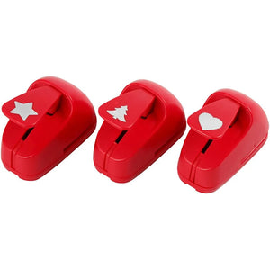 Paper Punches, red, star, heart, christmas tree, s