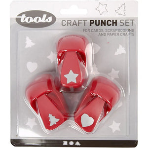 Paper Punches, red, star, heart, christmas tree, s