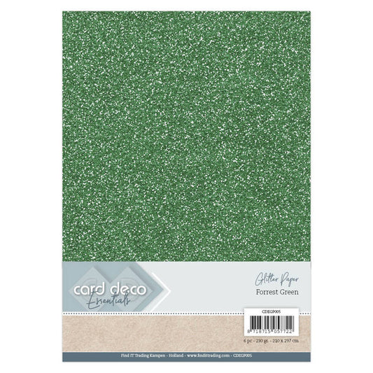 Card Deco Essentials Glitter Paper Forest Green