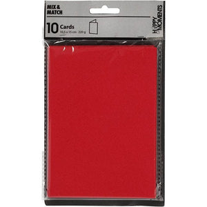 Cards, red, card size 10.5x15cm, 220 g, 10 pc/ 1