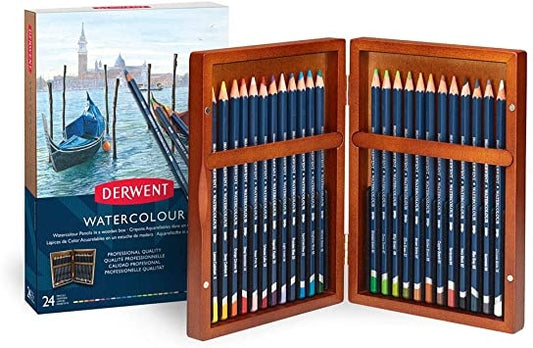 DERWENT 24 PENCIL WOODEN BOX-W/COLOUR