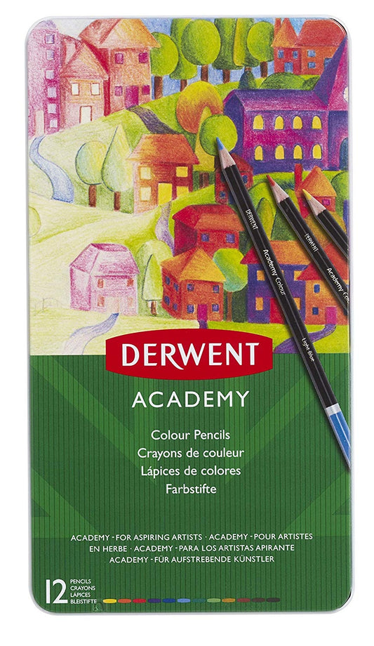 DERWENT ACADEMY 12 COLOURING TIN