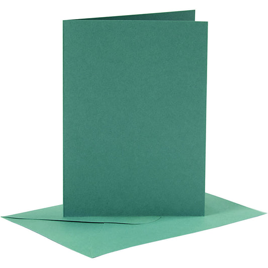 Cards & Env 10.5x15cm 6pk dark green