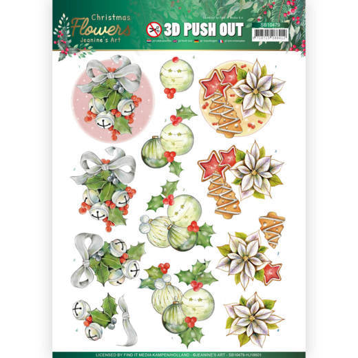 3D Push Out -  Christmas Flowers - Christmas Bells