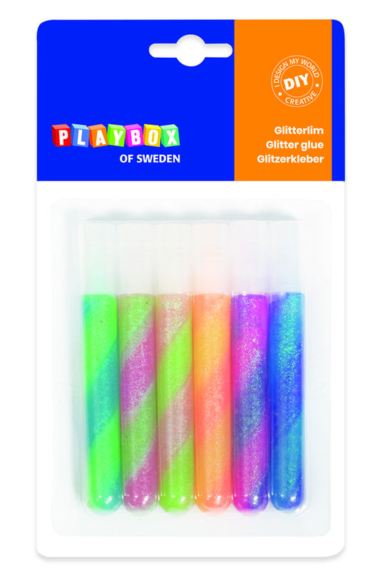 Glitter glue, striped, 6 pcs