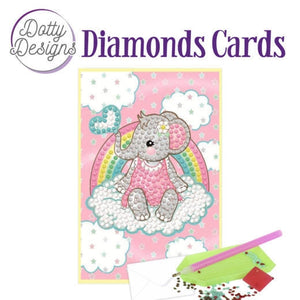 Dotty Designs Diamonds Cards - Pink Baby Elephant