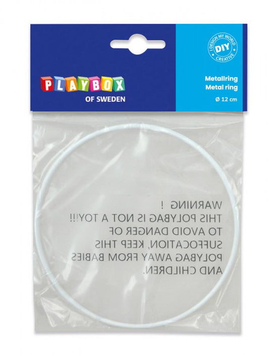 Metal ring, white, 12 cm