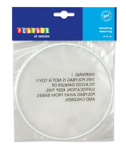 Metal ring, white, 15 cm