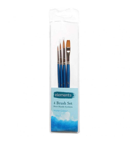 Elements Set of 4 Short Handle Watercolour Brushes