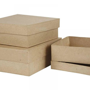 Square Boxes H: 5+6+7.5cm Size 16+18+20cm (3 Pieces) Kit
