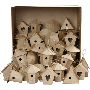Mini Papier-Mache Bird House 7cm Single
