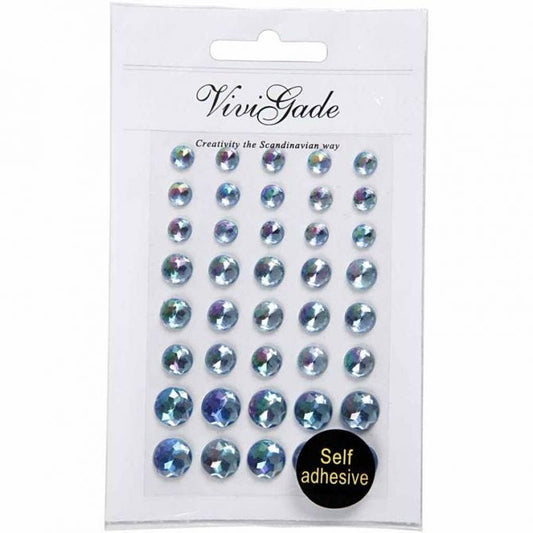 Rhinestones, 6+8+10 mm, Blue, 40 p