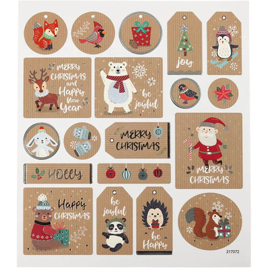 Stickers, Christmas stickers, 15x16,5 cm, 1 sheet