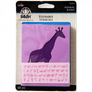 F/A Stencil 48pc 3.5X4.5in Animals