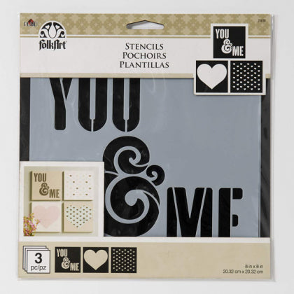F/A Stencil 3pc 8x8in You & Me